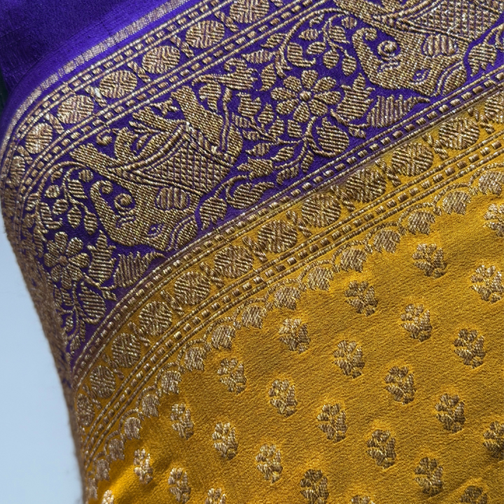 Mustard Yellow Banarasi Saree