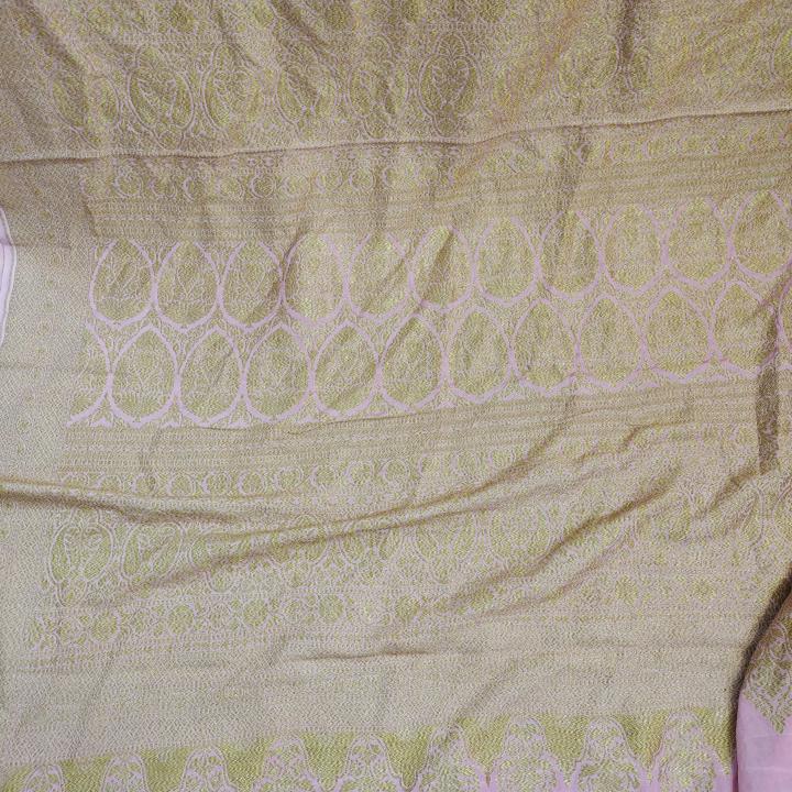 Teal Blue & Peach-Pink Floral Butti Saree