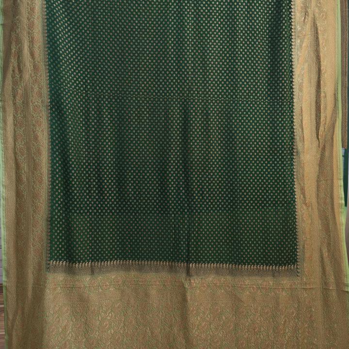 Bottle Green & Pista Saree