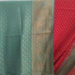 Crimson Red & Teal Blue Saree