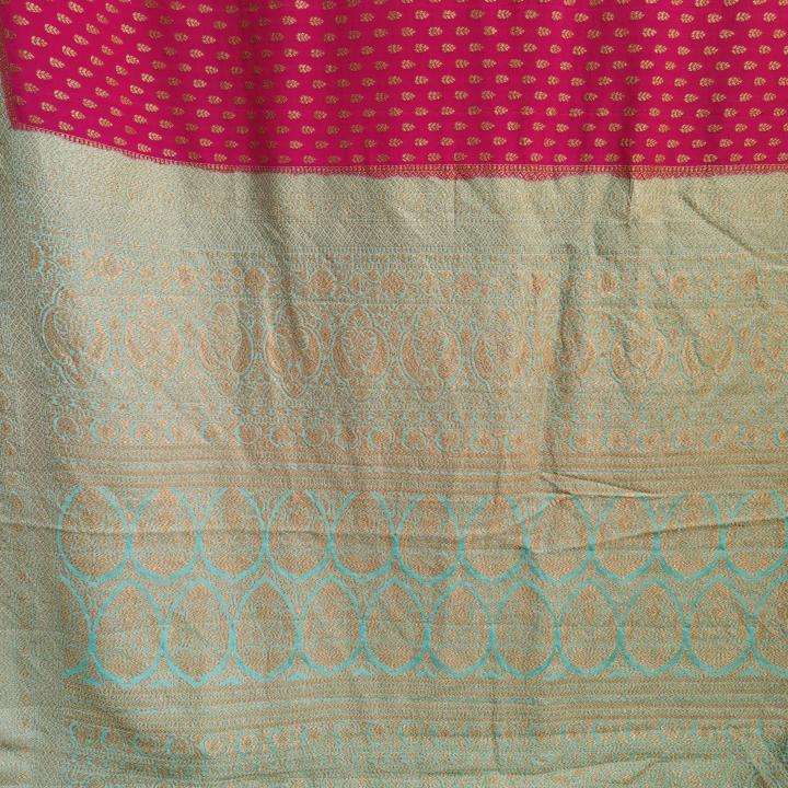Magenta Pink & Sky Blue Saree