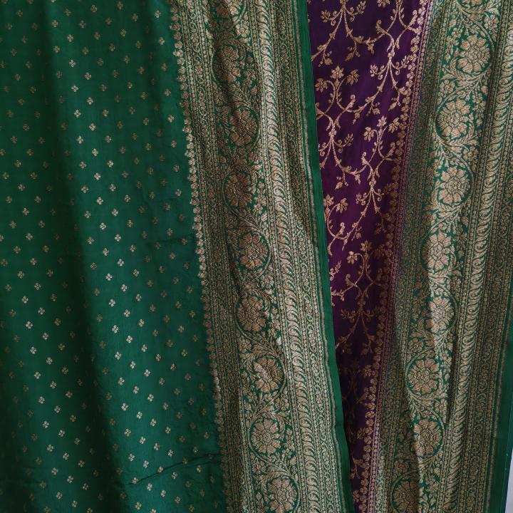 Deep Purple & Emerald Green Saree