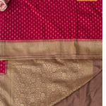 Radiant Rani Pink Semi-Silk Saree with Antique Gold Zari Border