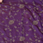 Royal Purple Semi-Silk Saree with Scalloped Floral Embroidery