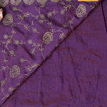 Royal Purple Semi-Silk Saree with Scalloped Floral Embroidery