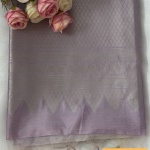 Silver-Lilac Semi-Silk Saree with Grand Temple Zari Border