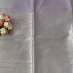 Silver-Lilac Semi-Silk Saree with Grand Temple Zari Border