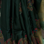 Deep Emerald Green Semi-Silk Saree with Kalpavriksha Meenakari Border