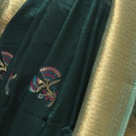 Deep Emerald Green Semi-Silk Saree with Kalpavriksha Meenakari Border