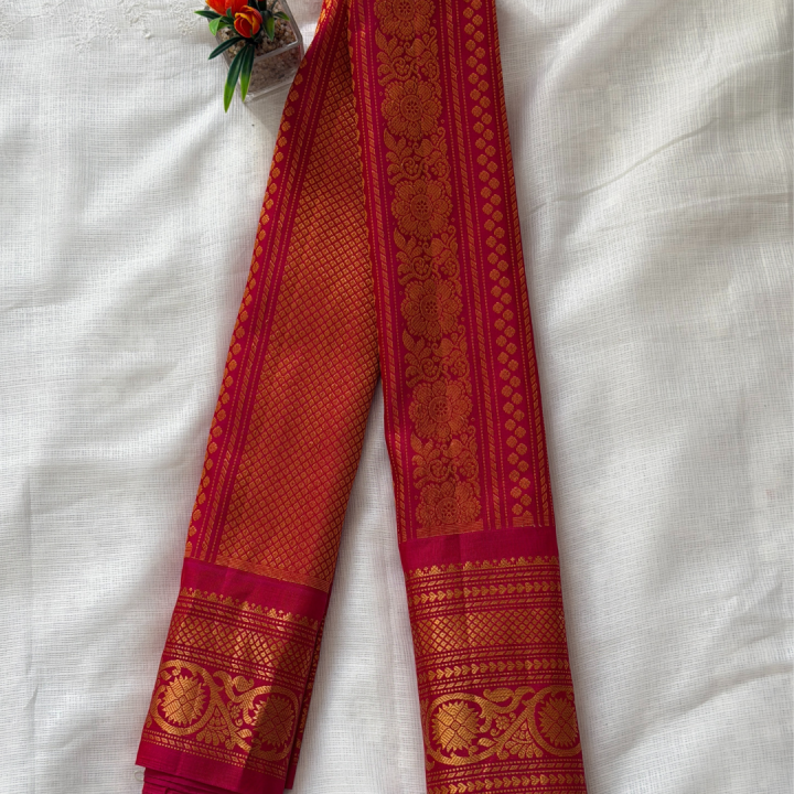 Mint Green & Magenta Gadwal Saree