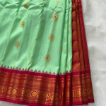 Mint Green & Magenta Gadwal Saree