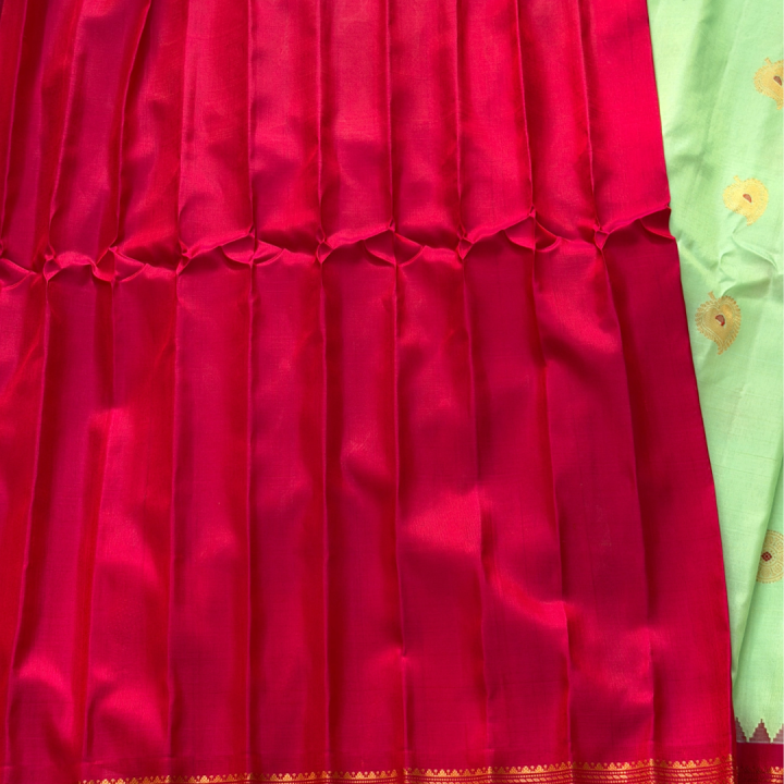 Mint Green & Magenta Gadwal Saree
