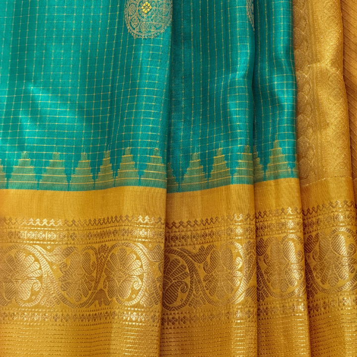 Gadwal Silk-Cotton Temple Border Saree