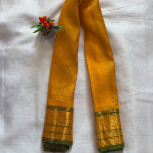 Traditional Vibrant Green & Gold with Temple Border Saree