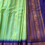 Parrot Green & Royal Purple Gadwal Saree