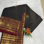 Midnight Black & Maroon Elegance Kanjivaram Saree