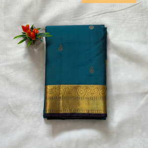 Peacock Blue & Navy Zari Silk Kanjivaram Saree