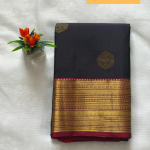 Midnight Black & Rich Maroon Zari Kanjivaram Silk Saree