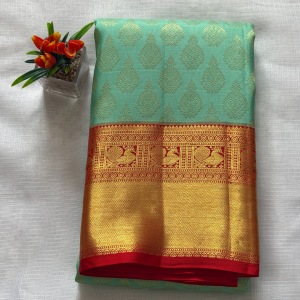 Seafoam Green Heritage Silk  Kanjivaram Saree