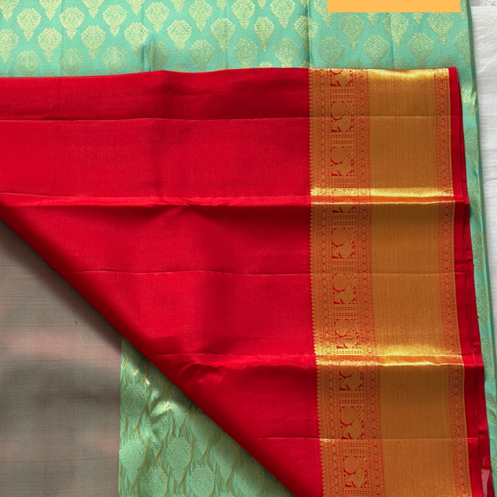 Seafoam Green Heritage Silk  Kanjivaram Saree