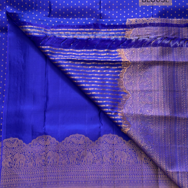 Royal Cobalt Blue Heritage Kanjivaram Saree