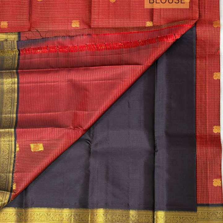 Rust Orange Heritage Kanjivaram Saree