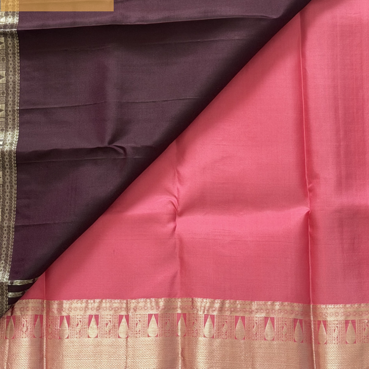 Wine-Burgundy Kanjivaram Saree with Antique Gold Zari