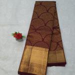 Deep Maroon Silk Saree with Gold Zari Tree Motifs