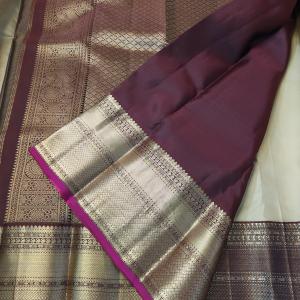 Metallic Gold Tissue Silk Saree with Contrast Magenta & Antique Zari Border