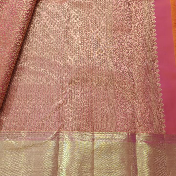 Kanchipuram Chilli Red Silk Saree with Rich Gold Zari Jaal Work