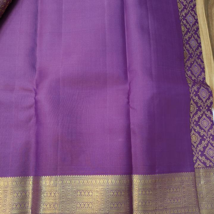 Kanchipuram Magenta Pink Silk Saree with Antique Gold Zari Diamond Jaal