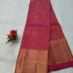 Kanchipuram Rani Pink Silk Saree with Rich Gold Zari Floral Jaal