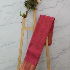 Kanchipuram Rani Pink Silk Saree with Rich Gold Zari Floral Jaal