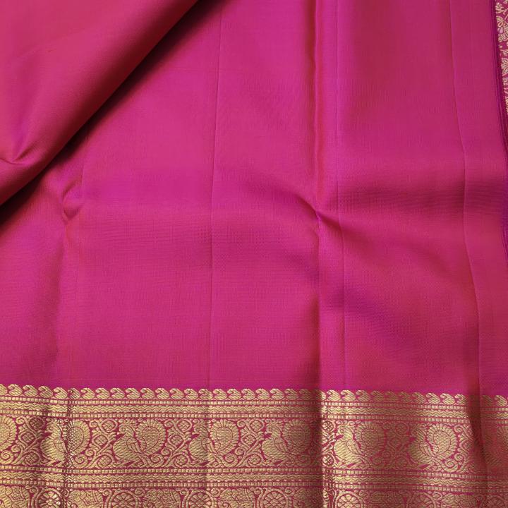 Kanchipuram Rani Pink Silk Saree with Rich Gold Zari Floral Jaal