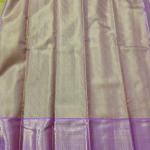 Kanchipuram Mustard Gold Silk Saree with Contrast Pink Zari Border