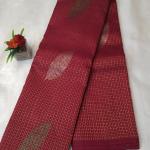 Kanchipuram Deep pink Silk Saree with Modern Leaf Motifs and Fine Zari Grid
