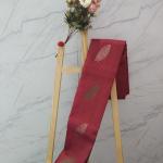Kanchipuram Deep pink Silk Saree with Modern Leaf Motifs and Fine Zari Grid