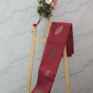 Kanchipuram Deep pink Silk Saree with Modern Leaf Motifs and Fine Zari Grid