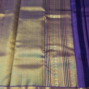 Magenta Pink Checked Silk Saree with Multi-Color Zari Border