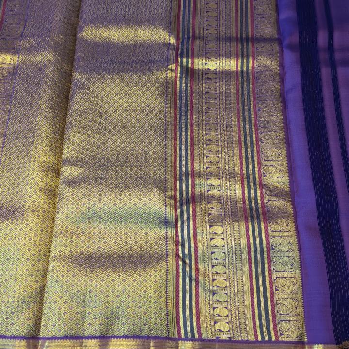 Magenta Pink Checked Silk Saree with Multi-Color Zari Border