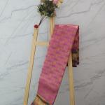 Magenta Pink Checked Silk Saree with Multi-Color Zari Border