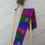 Multi-Color Block Silk Saree with Gold Zari Mango Motifs