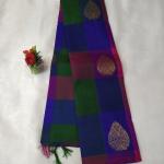 Multi-Color Block Silk Saree with Gold Zari Mango Motifs