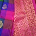 Multi-Color Block Silk Saree with Gold Zari Mango Motifs