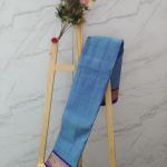 Peacock Blue Silk Saree with Contrast Purple Gold Zari Border
