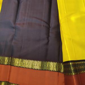 Haldi Yellow Silk Saree with Contrast Maroon & Gold Zari Border