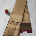 Metallic Gold Tissue Silk Saree with Contrast Magenta & Antique Zari Border