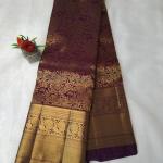 Deep Wine/Plum Silk Saree with All-Over Gold Zari Jaal & Rich Traditional Border