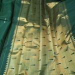 Emerald Green Silk Saree with Modern Abstract Dual-Tone Gold & Silver Zari Pallu