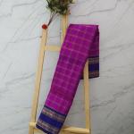 Rani Pink & Violet Checked Silk Saree with Traditional Gold Zari Border